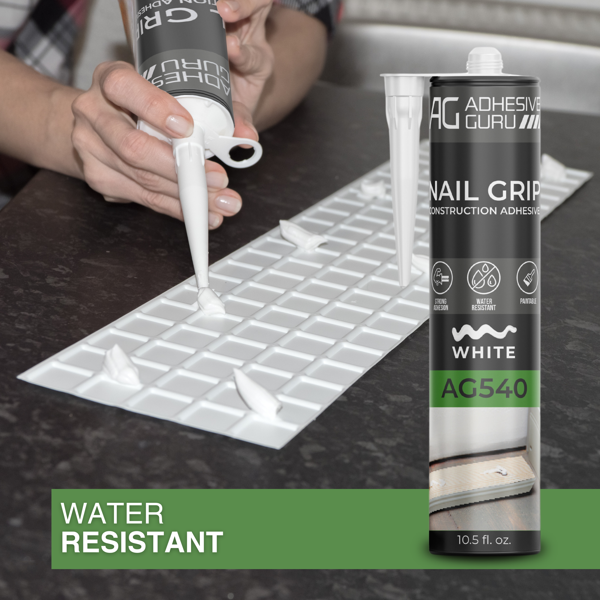Nail Grip Construction Adhesive - 10.5 fl oz - White - ADHESIVE GURU - AG540