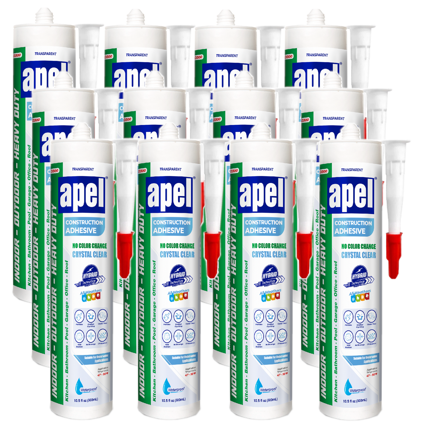 APEL HD300 Hybrid Construction Adhesive 10.5 fl oz Crystal Clear
