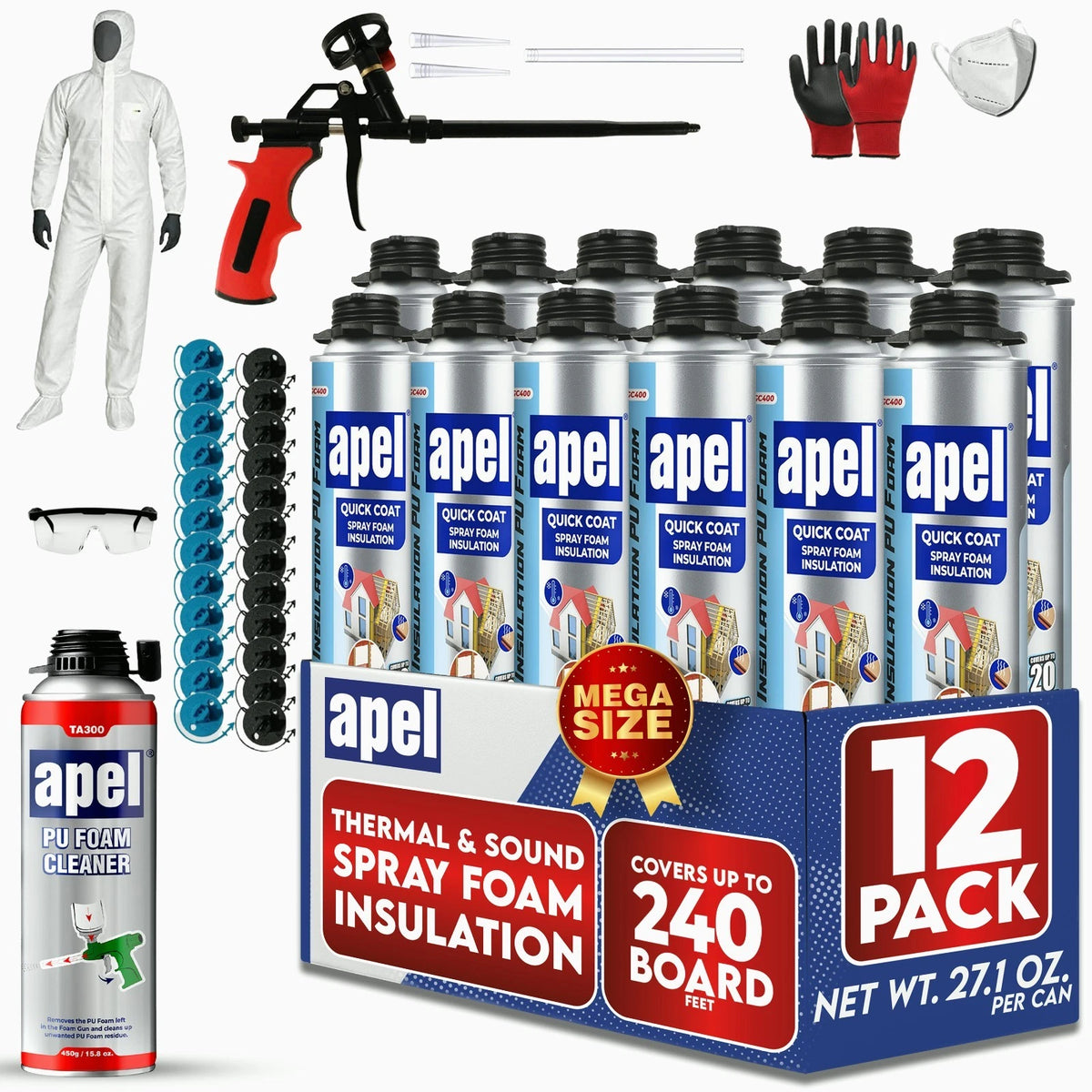 apel Spray Foam Insulation Kit – Self-Expanding Polyurethane – Heat & Sound