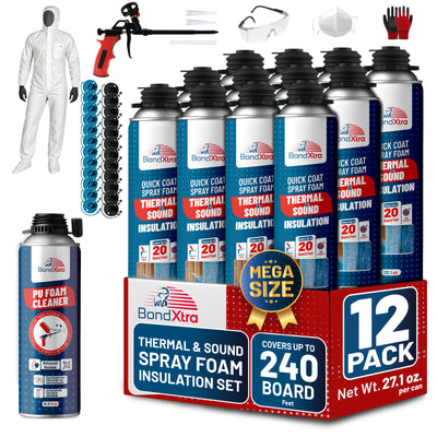 BondXtra Thermal & Acoustic Insulation Spray Foam Set, Polyurethane Self Expanding, Closed Cell, Heat and Sound Insulation