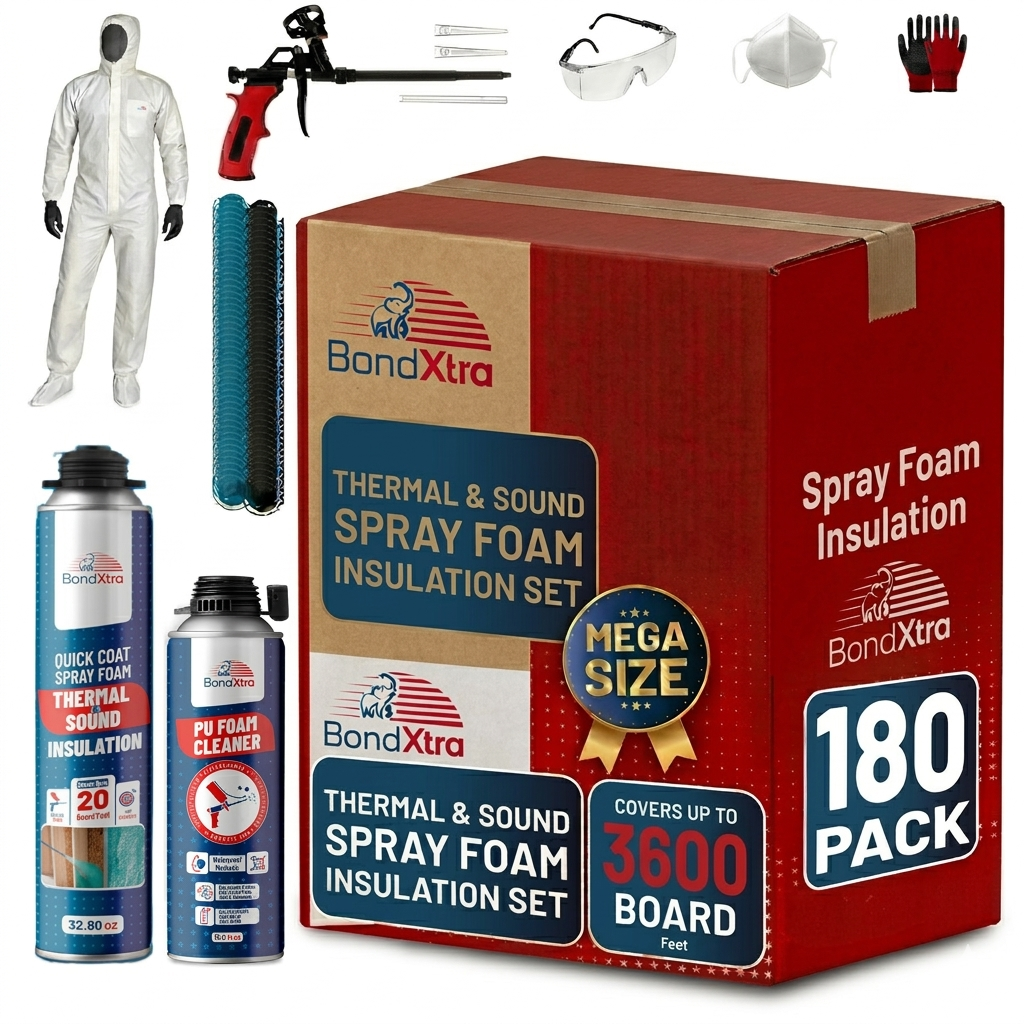 BondXtra Thermal & Acoustic Insulation Spray Foam Set, Polyurethane Self Expanding, Closed Cell, Heat and Sound Insulation