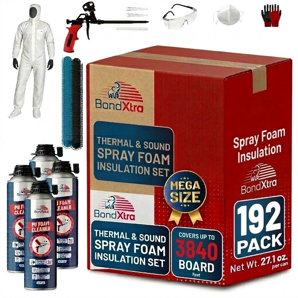 BondXtra Thermal & Acoustic Insulation Spray Foam Set, Polyurethane Self Expanding, Closed Cell, Heat and Sound Insulation
