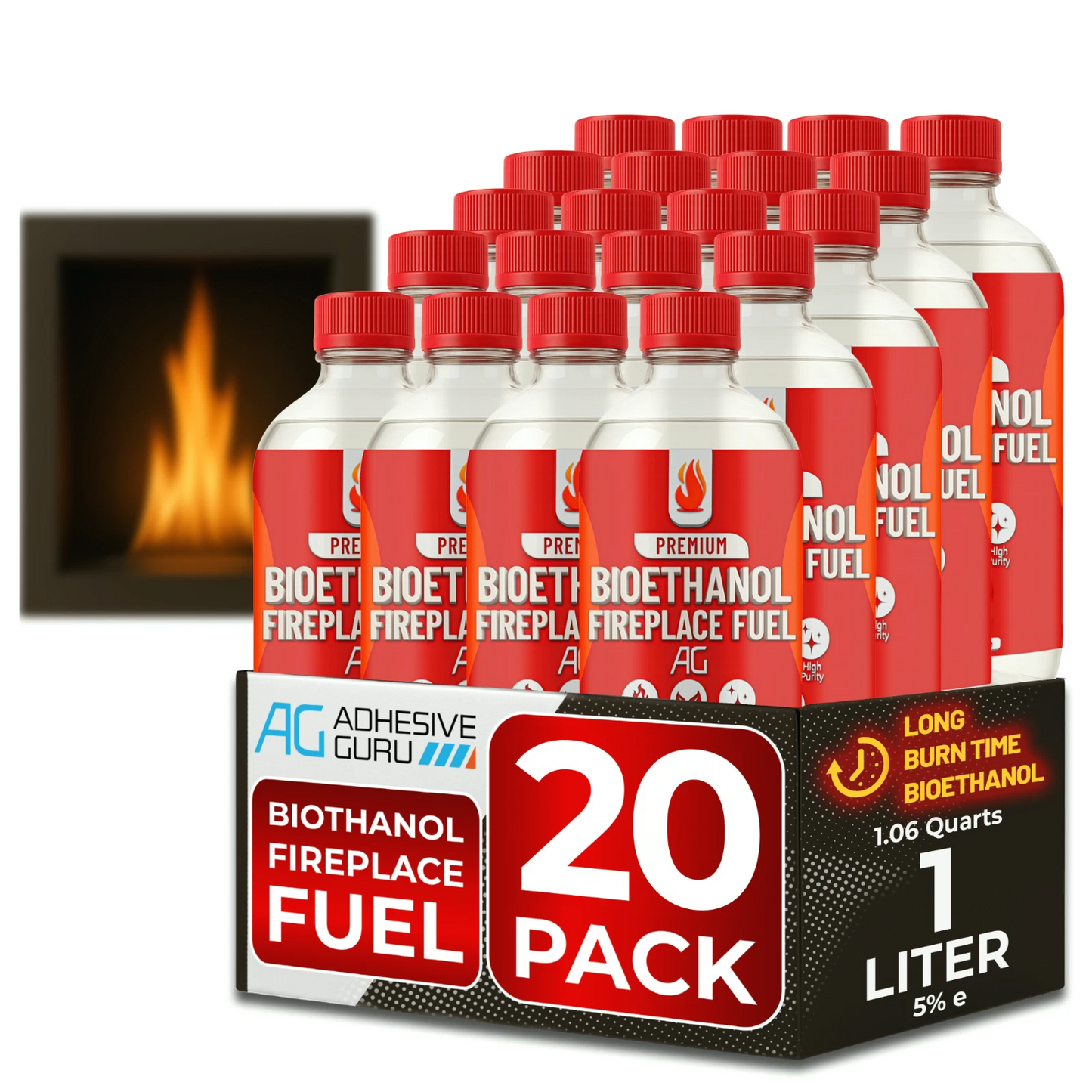 Bio Ethanol Fireplace Fuel For Tabletop Fires, Stoves,Versatile Clean Burn