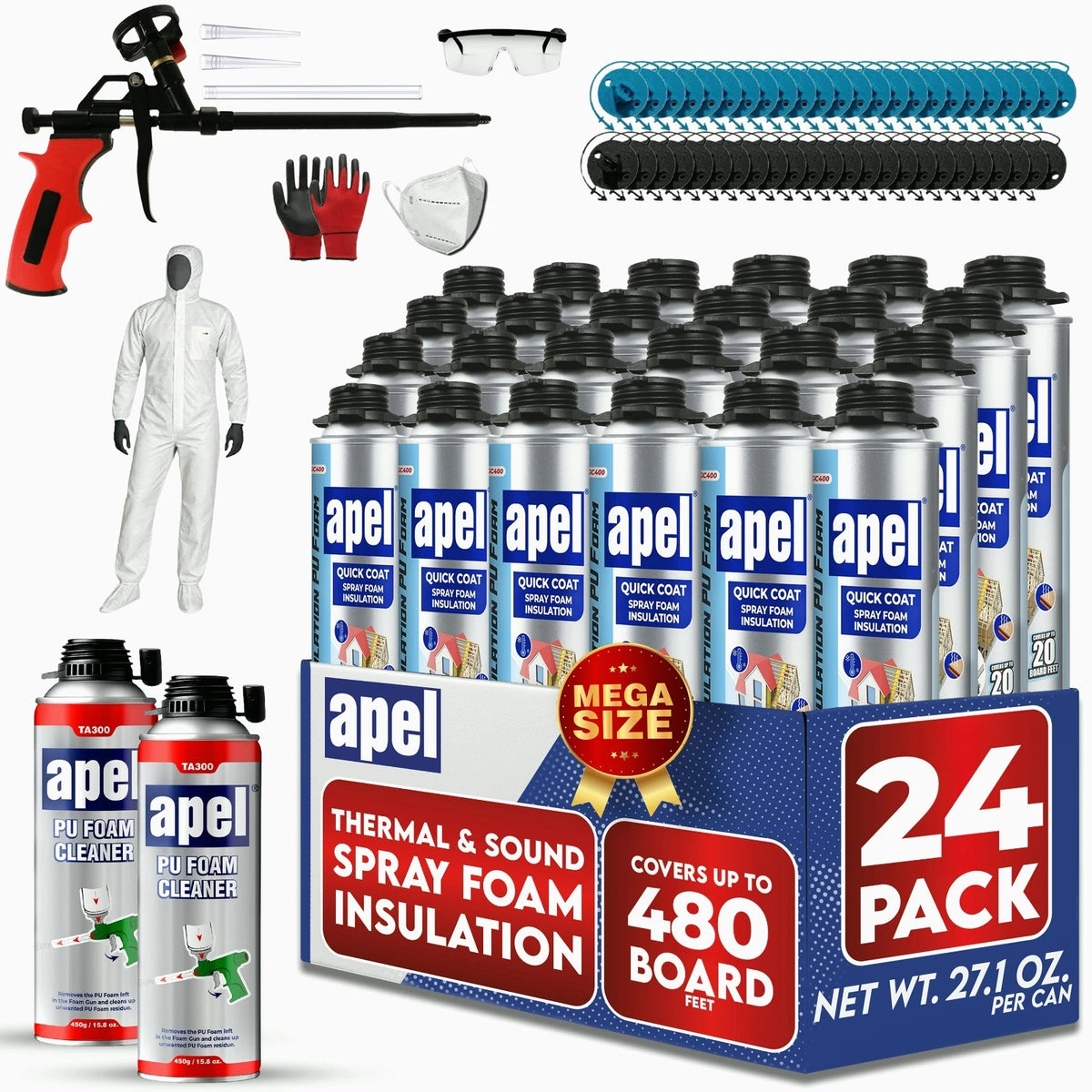 apel Spray Foam Insulation Kit – Self-Expanding Polyurethane – Heat & Sound