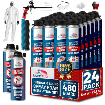 BondXtra Thermal & Acoustic Insulation Spray Foam Set, Polyurethane Self Expanding, Closed Cell, Heat and Sound Insulation