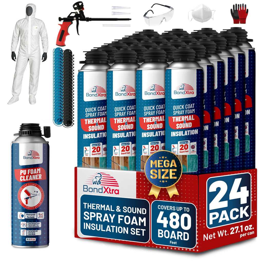 BondXtra Thermal & Acoustic Insulation Spray Foam Set, Polyurethane Self Expanding, Closed Cell, Heat and Sound Insulation