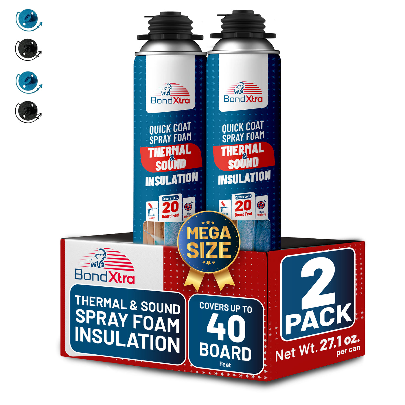 BondXtra Thermal & Acoustic Insulation Spray Foam, Polyurethane Self Expanding, Closed Cell, Heat and Sound Insulation