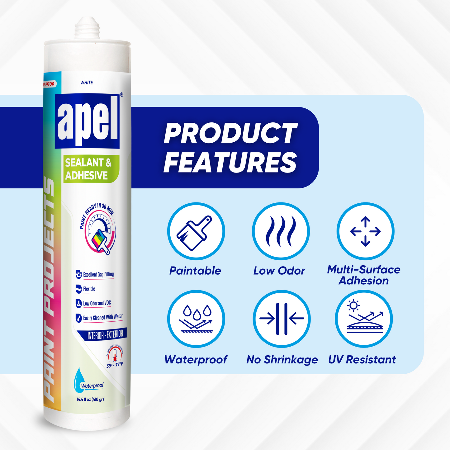 APEL PP100 Superior Sealant Adhesive 14.4 fl oz White