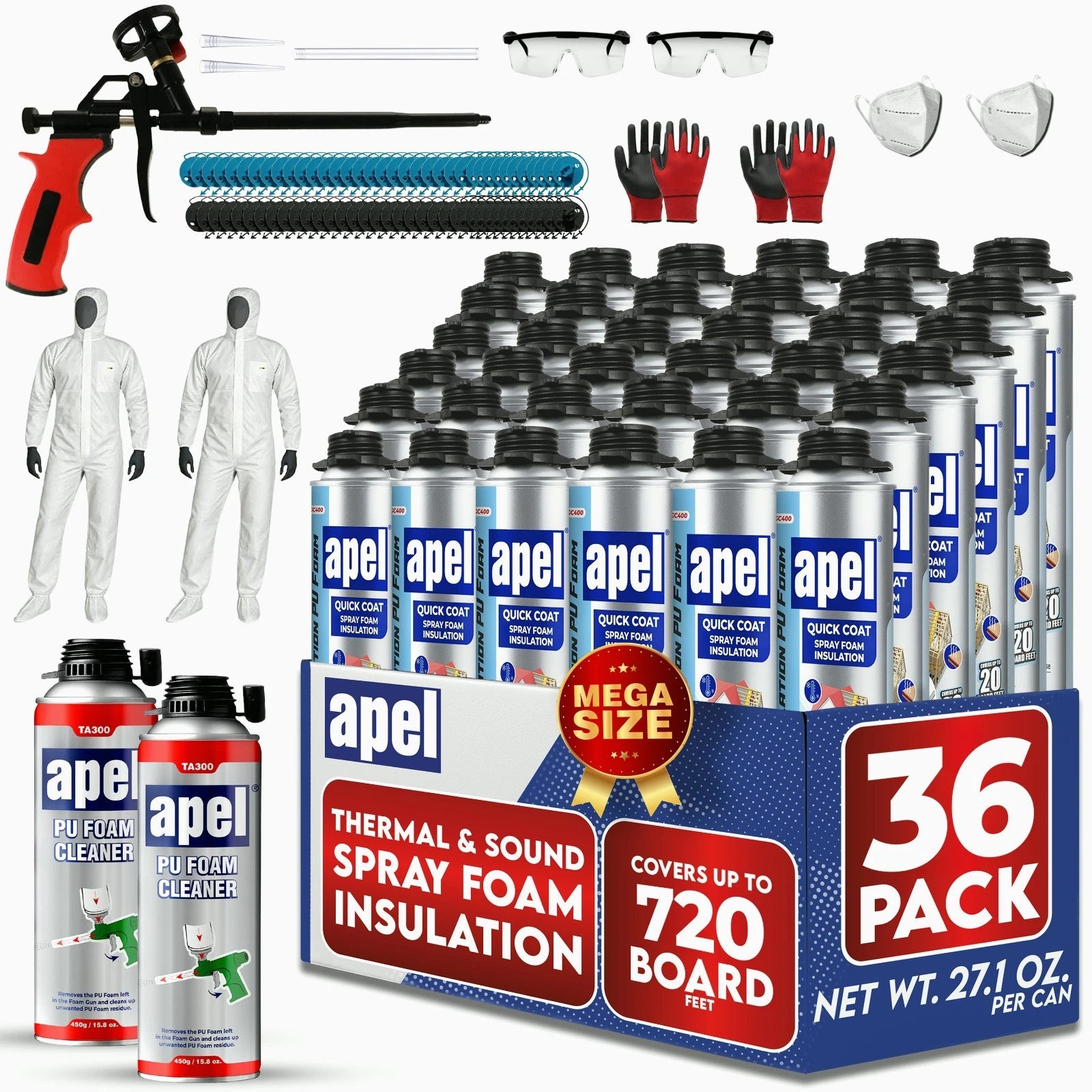 apel Spray Foam Insulation Kit – Self-Expanding Polyurethane – Heat & Sound