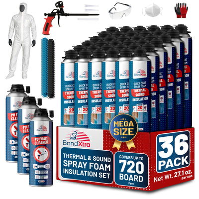 BondXtra Thermal & Acoustic Insulation Spray Foam Set, Polyurethane Self Expanding, Closed Cell, Heat and Sound Insulation