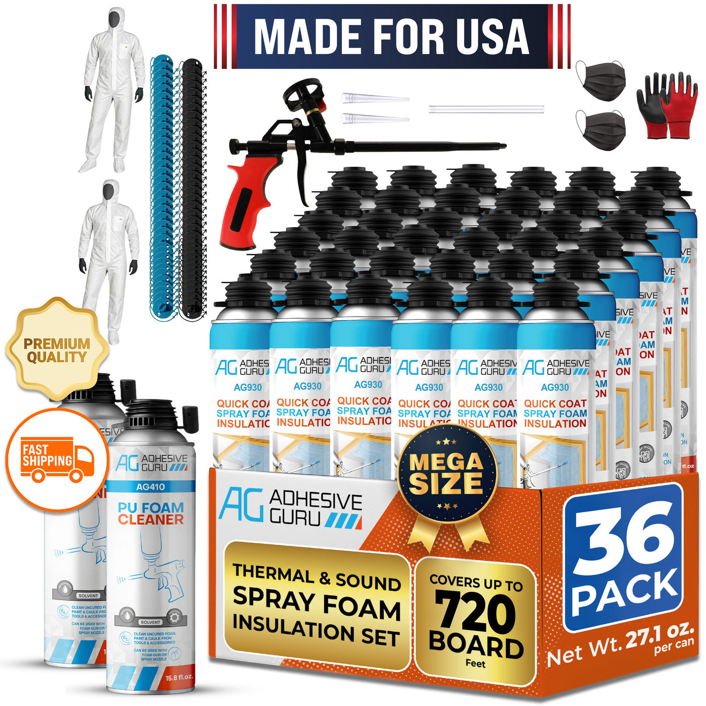 Polyurethane Insulation Spray Foam Set - ADHESIVE GURU - AG930S