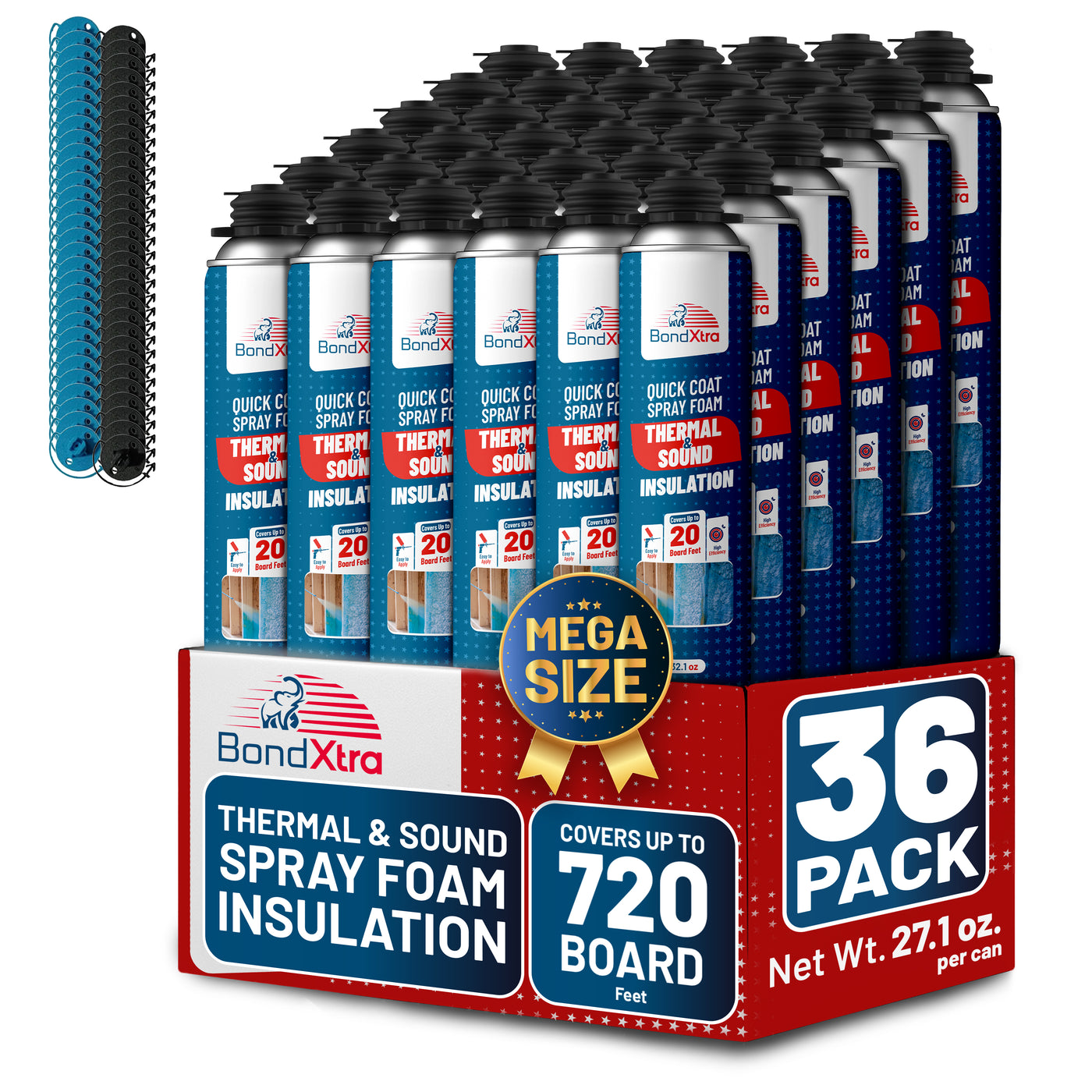 BondXtra Thermal & Acoustic Insulation Spray Foam, Polyurethane Self Expanding, Closed Cell, Heat and Sound Insulation