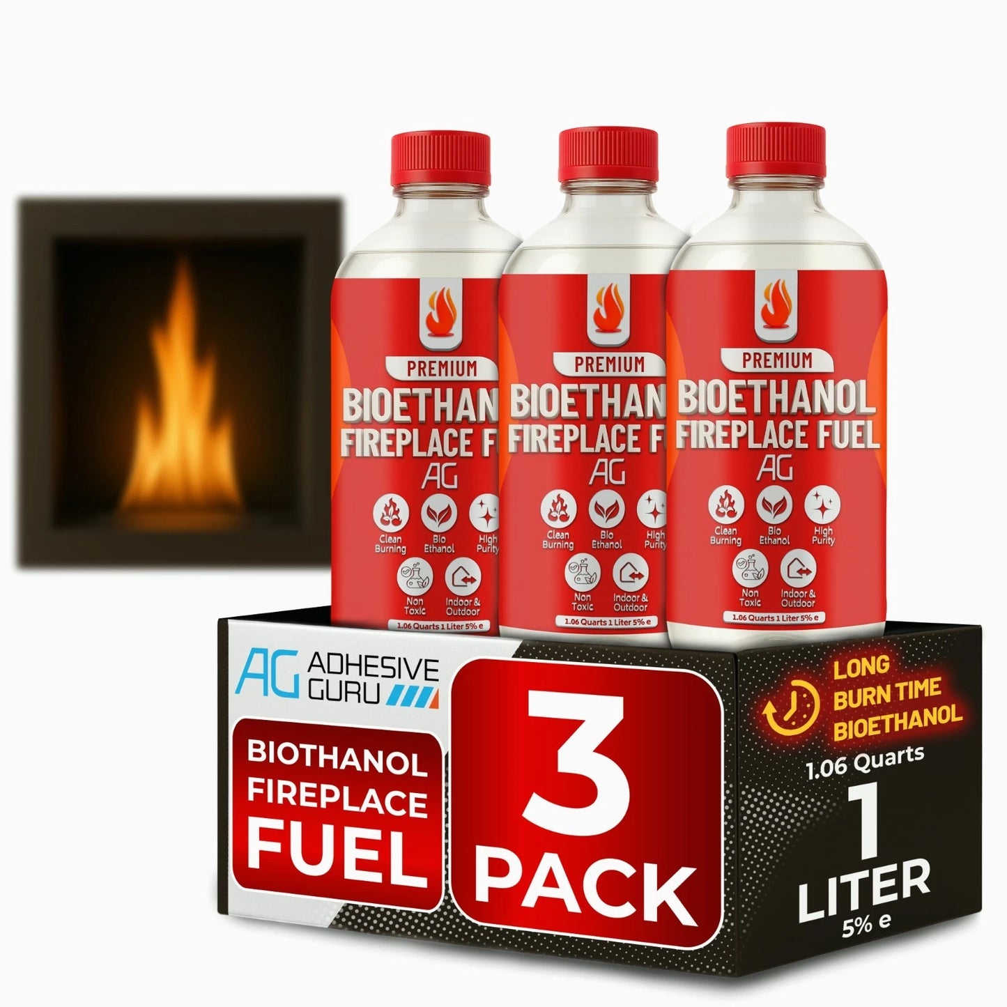 Bio Ethanol Fireplace Fuel For Tabletop Fires, Stoves,Versatile Clean Burn