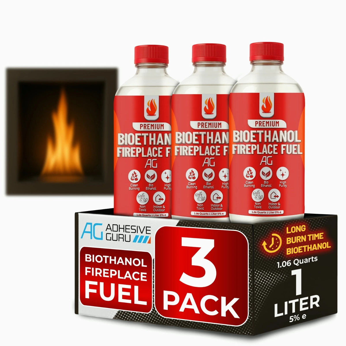 Bio Ethanol Fireplace Fuel For Tabletop Fires, Stoves,Versatile Clean Burn