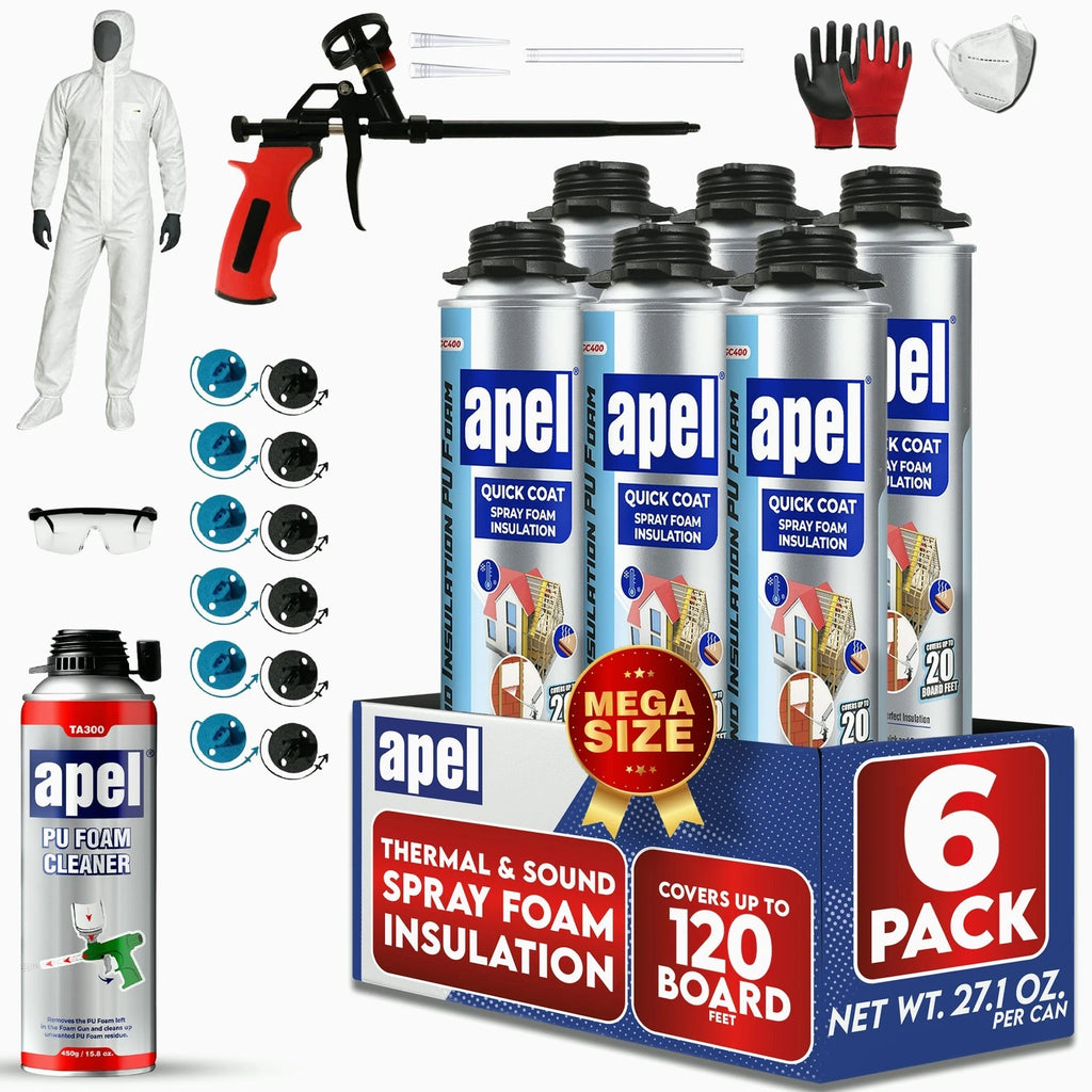 apel Spray Foam Insulation Kit – Self-Expanding Polyurethane – Heat & Sound