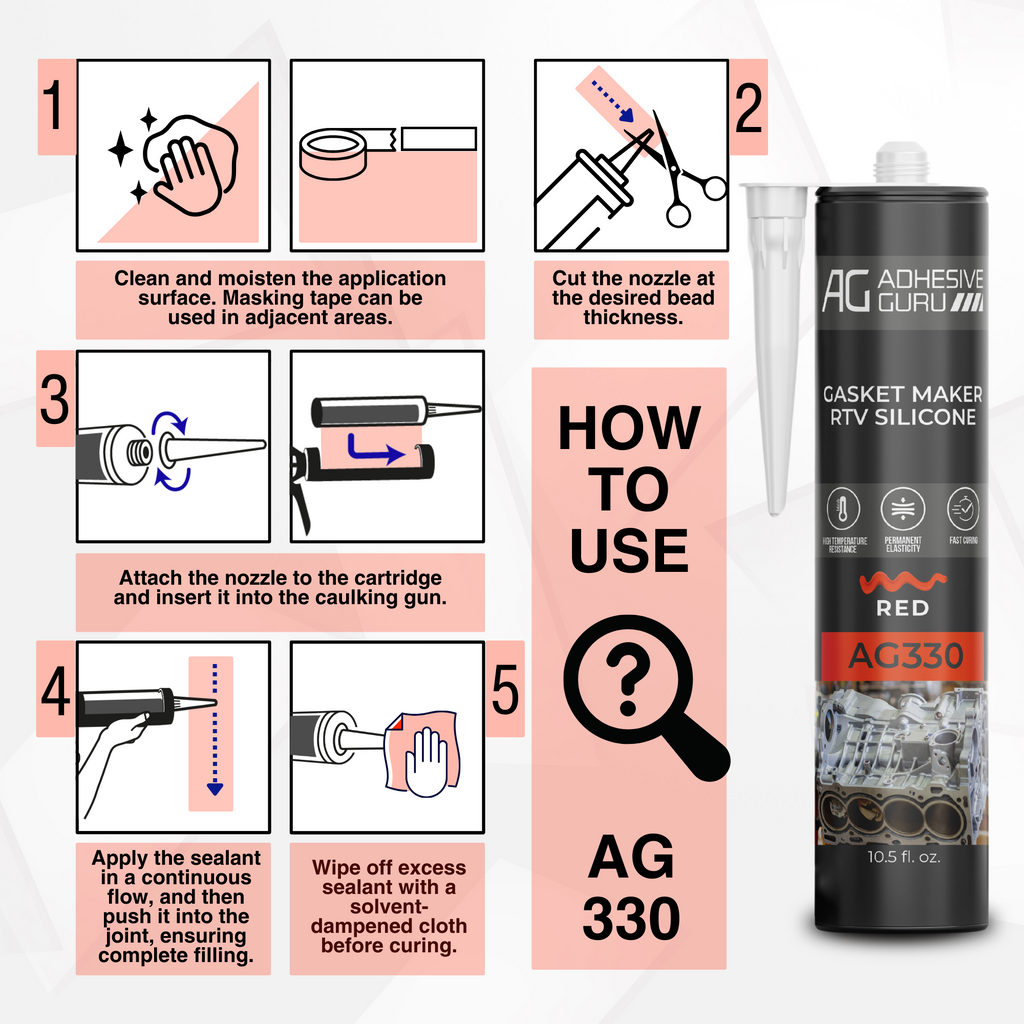 AG - Gasket Maker RTV Silicone - 10.5 fl oz - Red - AG330