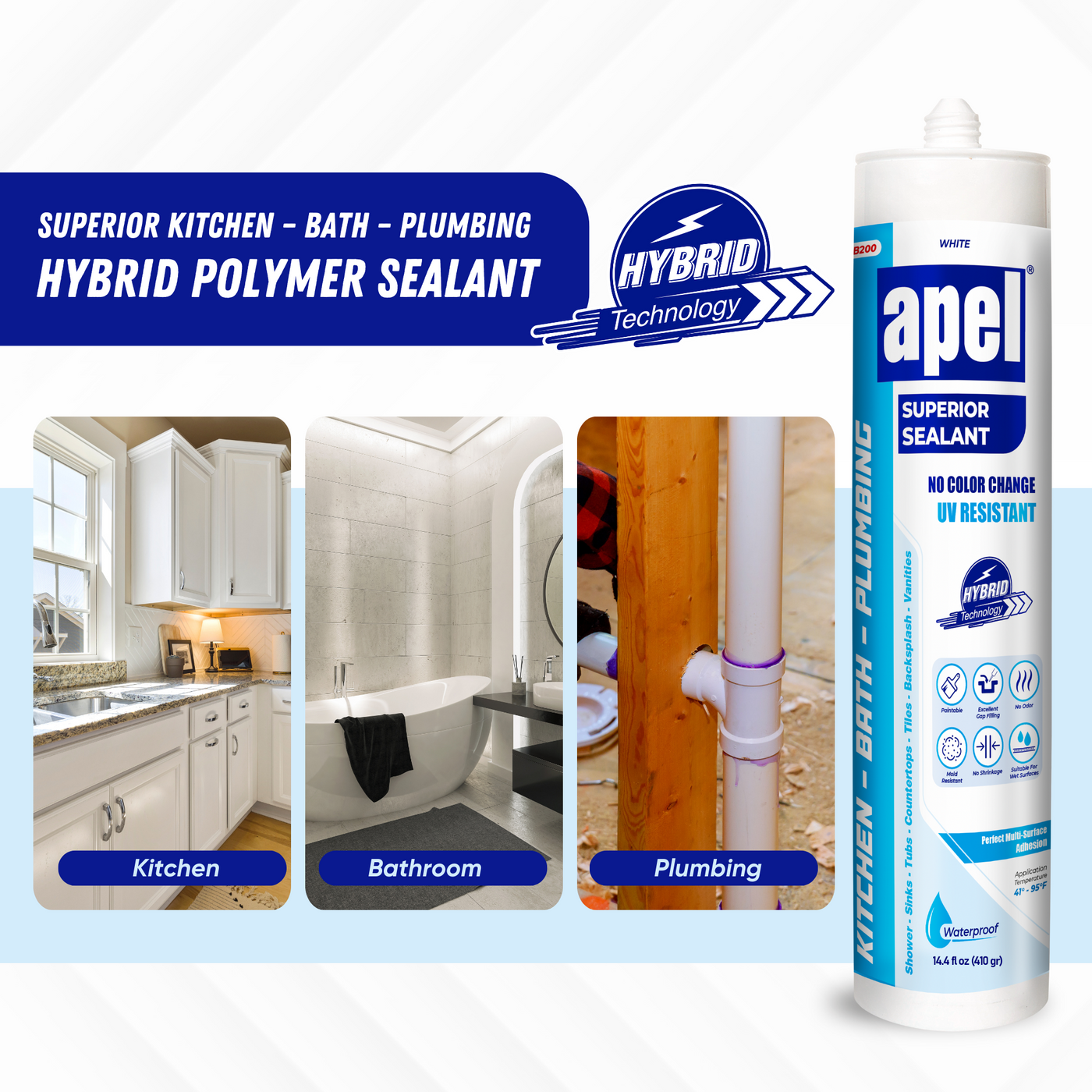 APEL KB200 Hybrid Superior Sealant 14.4 fl oz White