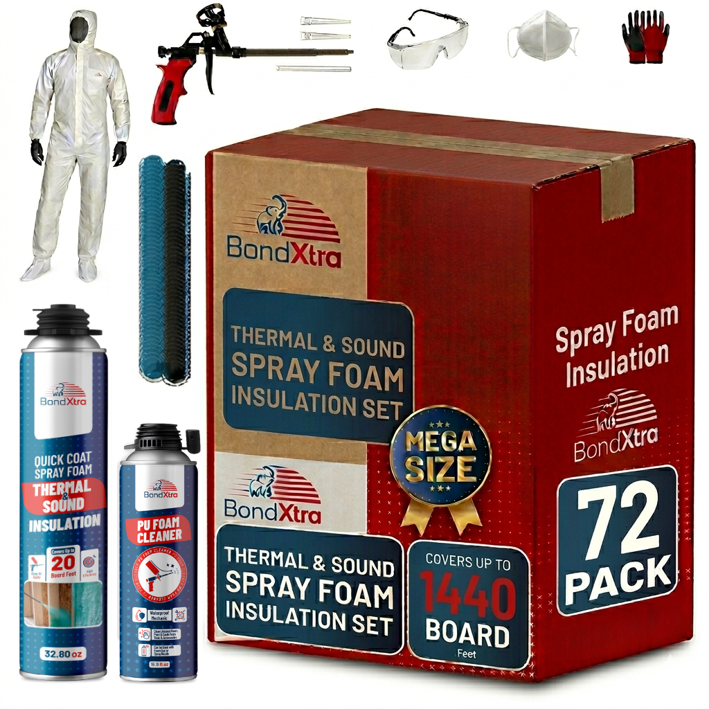 BondXtra Thermal & Acoustic Insulation Spray Foam Set, Polyurethane Self Expanding, Closed Cell, Heat and Sound Insulation