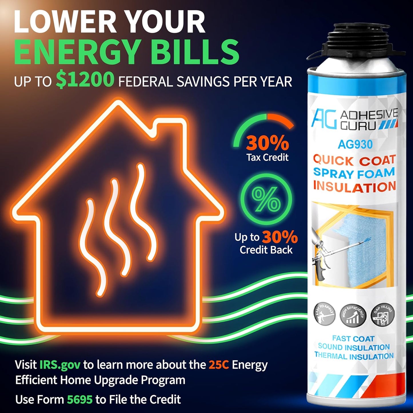 Only Spray Cans - Adhesive Guru Heat Insulation Spray Foam, Polyurethane Self Expanding Spray
