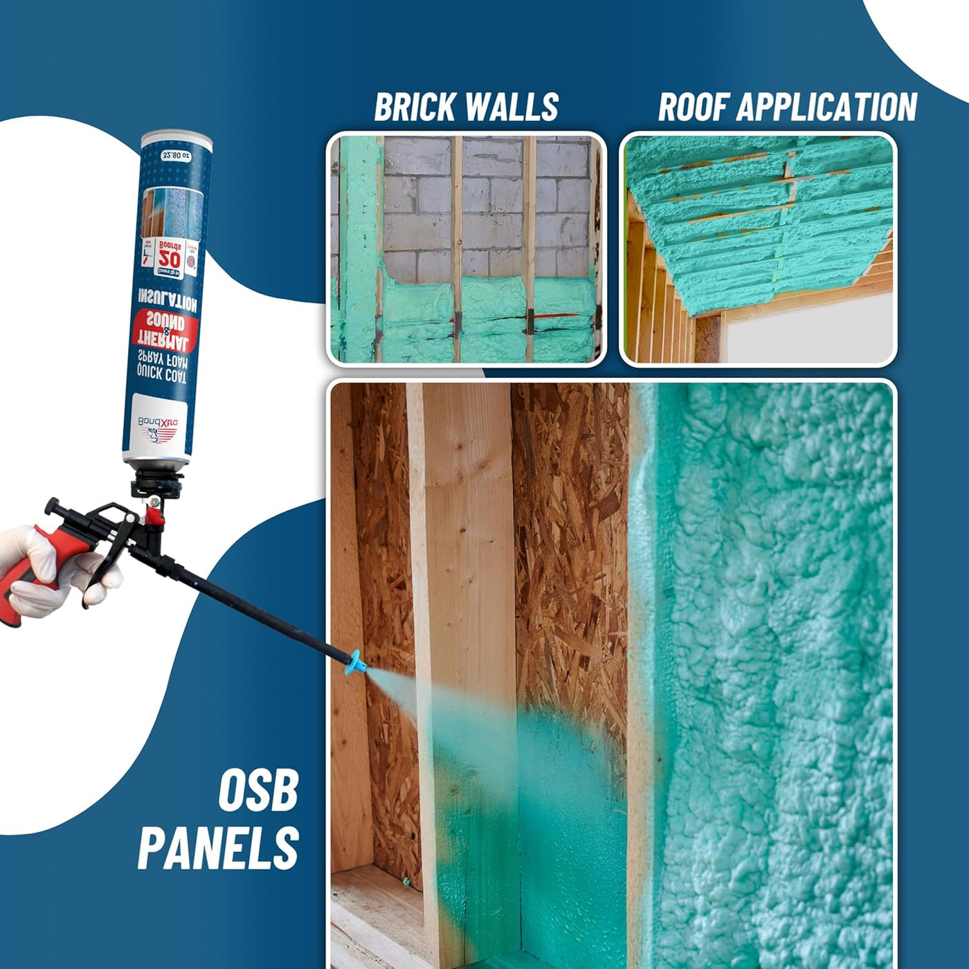 BondXtra Thermal & Acoustic Insulation Spray Foam Set, Polyurethane Self Expanding, Closed Cell, Heat and Sound Insulation