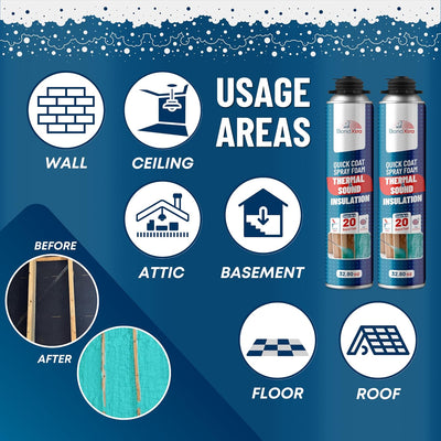 BondXtra Thermal & Acoustic Insulation Spray Foam Set, Polyurethane Self Expanding, Closed Cell, Heat and Sound Insulation