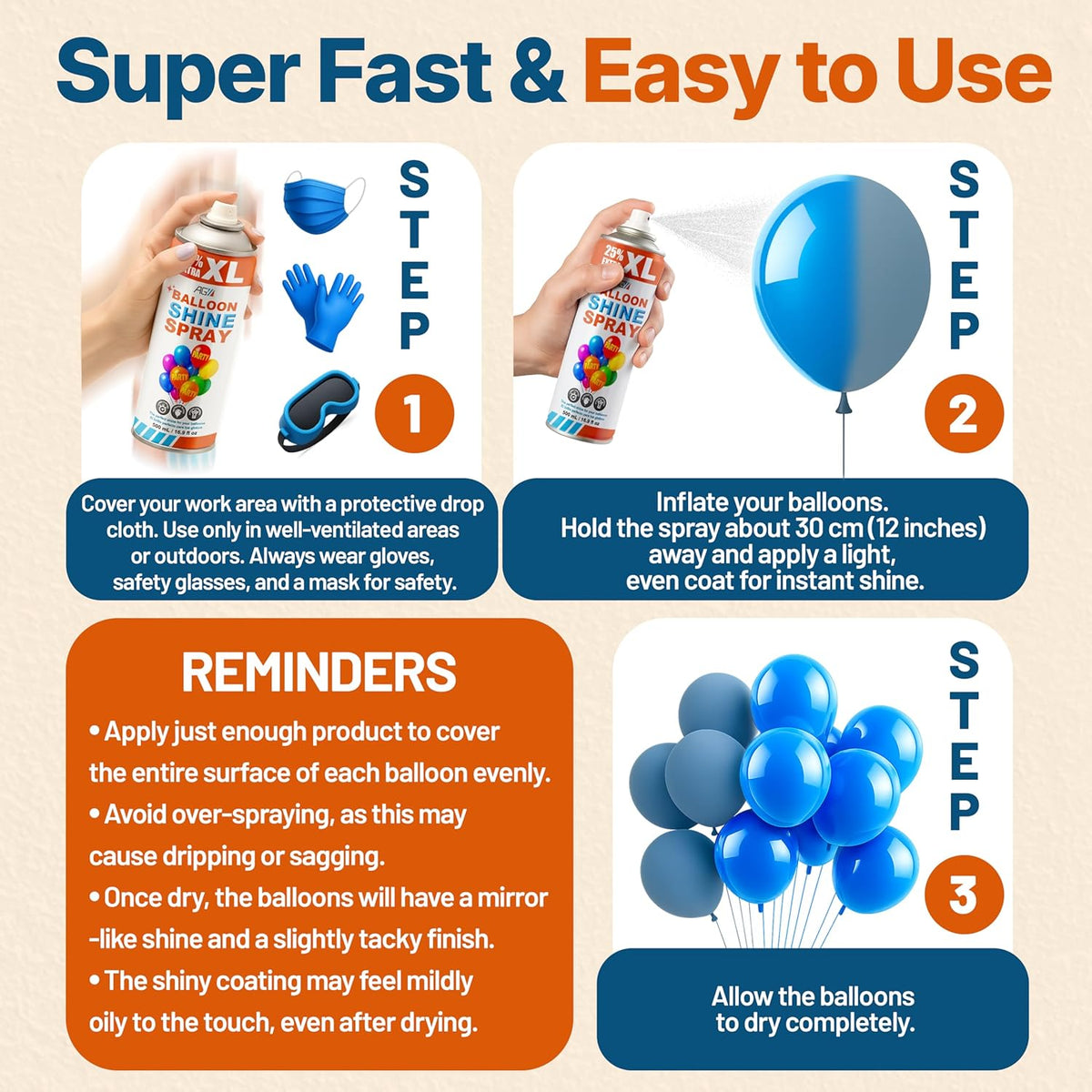 Balloon Shine Spray (16.9 fl oz), High Gloss Finish for Latex Balloons, Instant & Long-Lasting Shine for Party, Weddings & Events, Indoor & Outdoor Use, para Globos, Odorless, No Towels/Gloves Needed