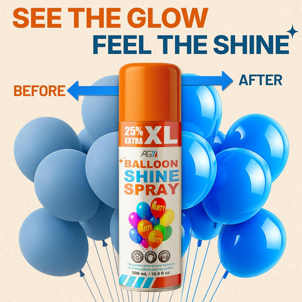 Balloon Shine Spray (16.9 fl oz), High Gloss Finish for Latex Balloons, Instant & Long-Lasting Shine for Party, Weddings & Events, Indoor & Outdoor Use, para Globos, Odorless, No Towels/Gloves Needed
