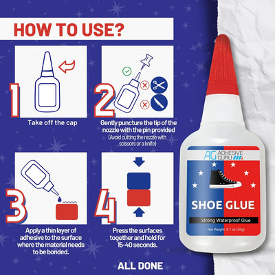 Shoe Glue - Adhesive Guru Super Glue for Shoes (0.7 oz)