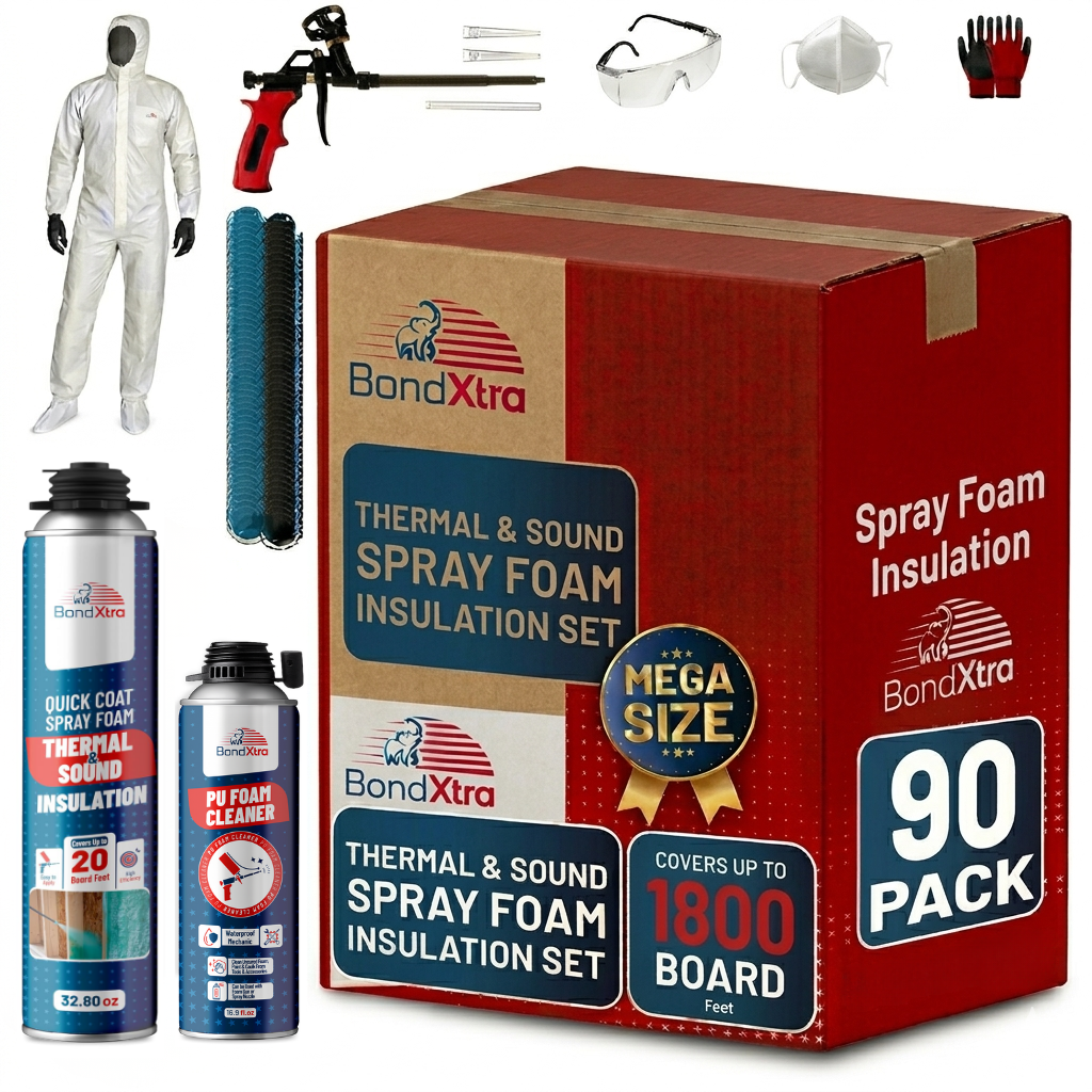 BondXtra Thermal & Acoustic Insulation Spray Foam Set, Polyurethane Self Expanding, Closed Cell, Heat and Sound Insulation