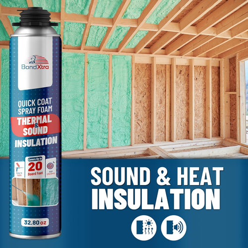BondXtra Thermal & Acoustic Insulation Spray Foam Set, Polyurethane Self Expanding, Closed Cell, Heat and Sound Insulation