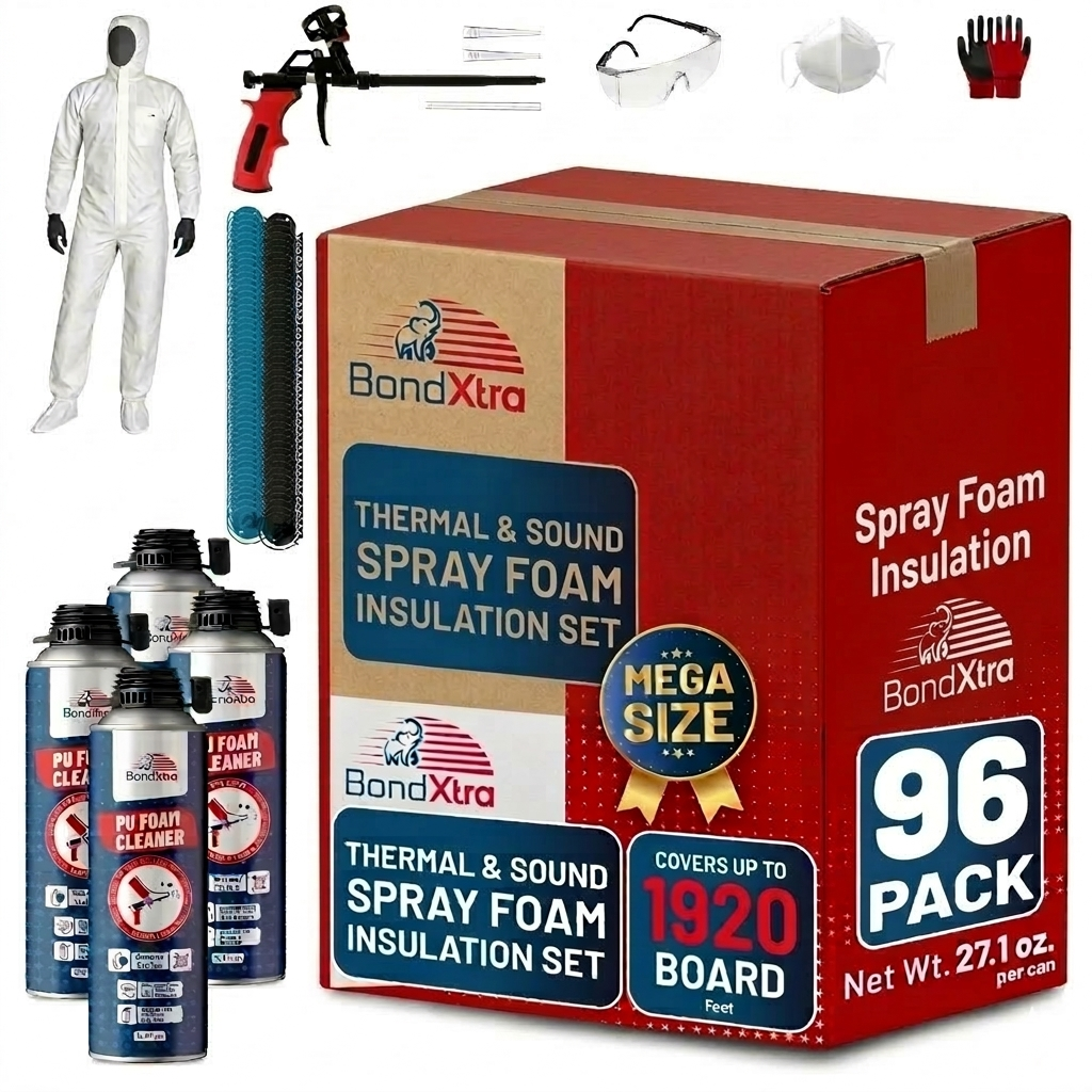 BondXtra Thermal & Acoustic Insulation Spray Foam Set, Polyurethane Self Expanding, Closed Cell, Heat and Sound Insulation
