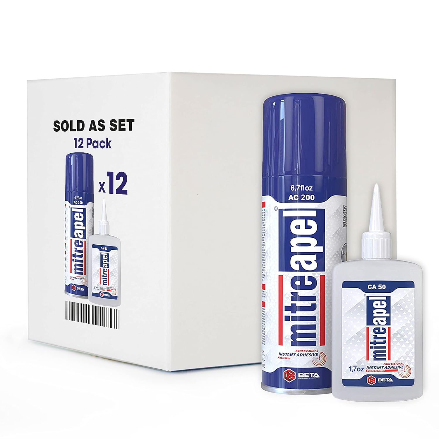 MITREAPEL Super CA Glue with Activator 1.7 oz & 6.7 fl oz - AC200