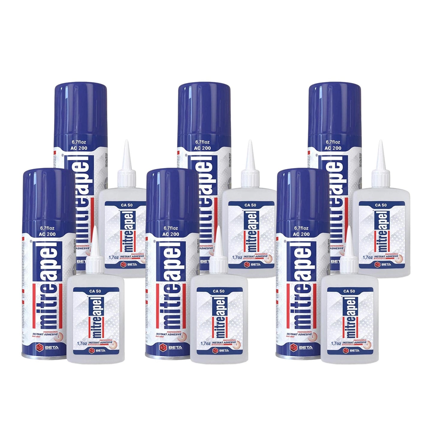 MITREAPEL Super CA Glue with Activator 1.7 oz & 6.7 fl oz - AC200