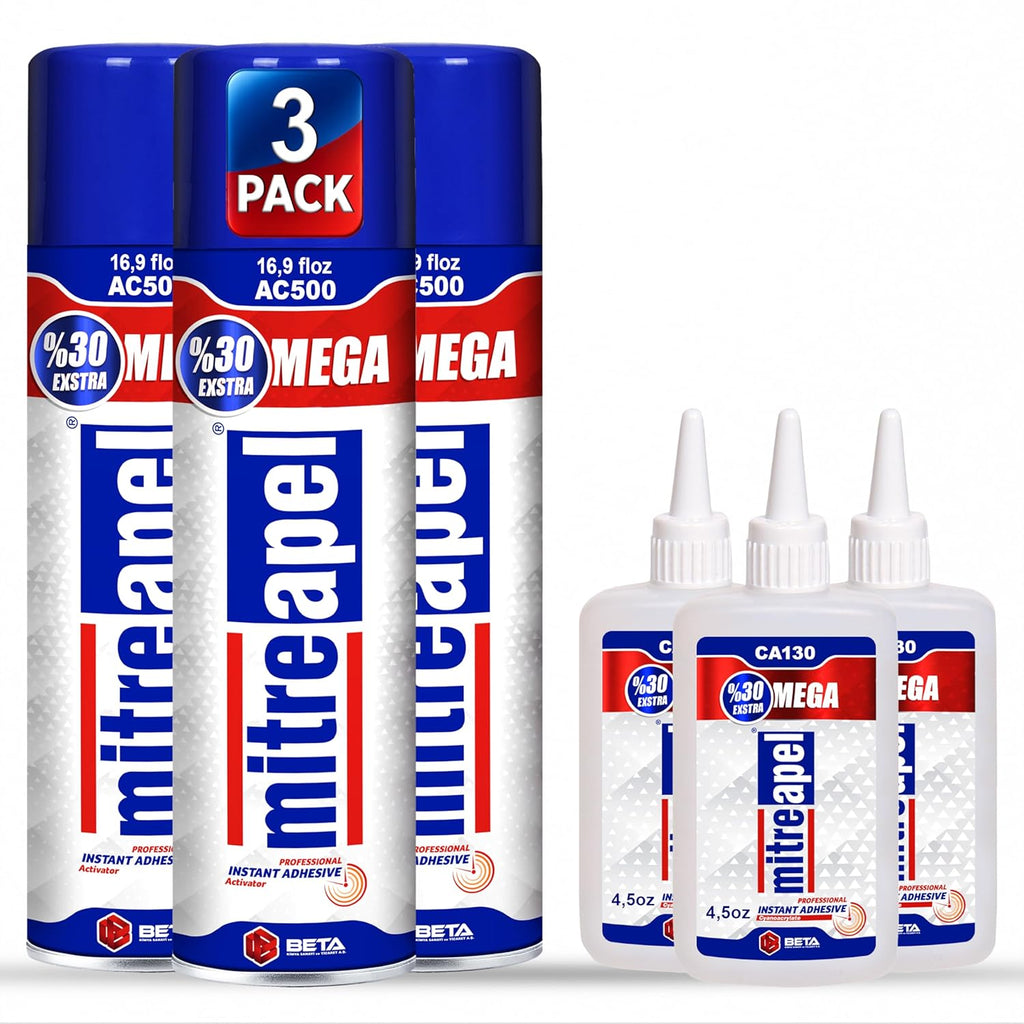 MITREAPEL AC500 Super CA Glue with Activator 4.5 oz & 16.9 fl oz