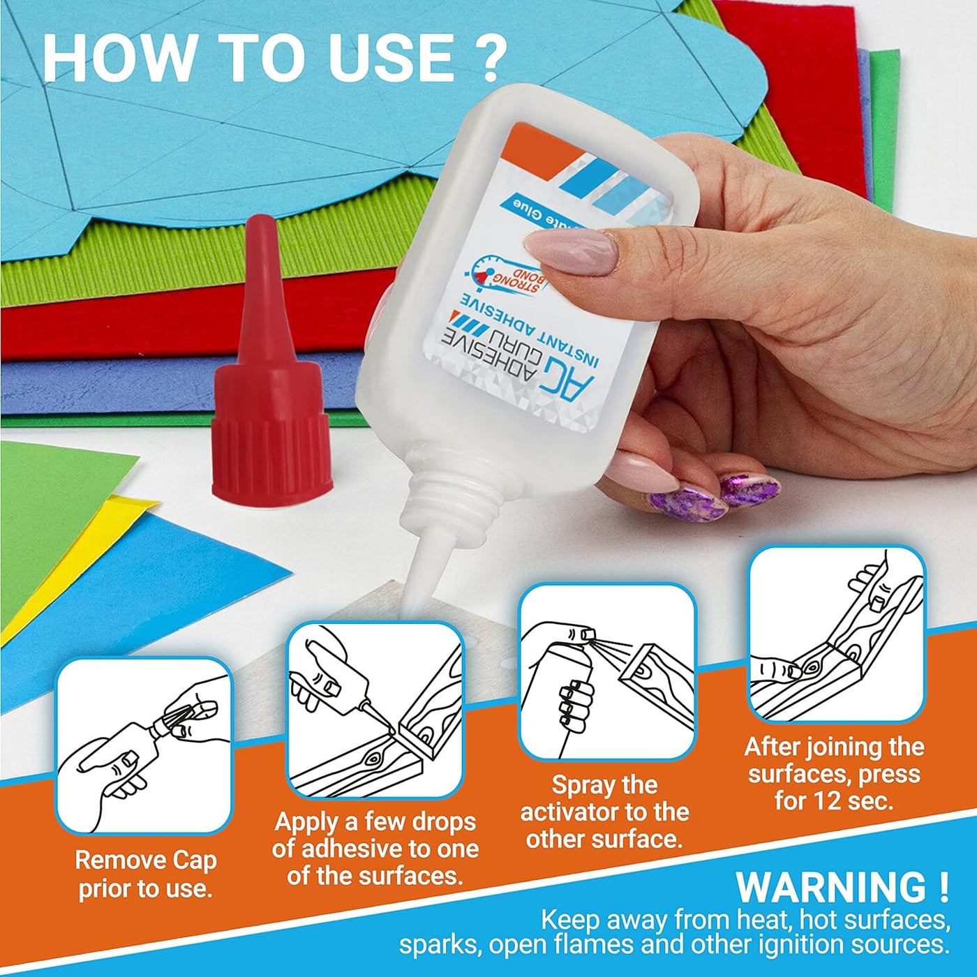 ADHESIVE GURU AG210 & APEL AC100 CA Glue with Activator 0.9 oz & 3.38 fl oz & BONDXTRA Med 2 oz (TRIO SET)