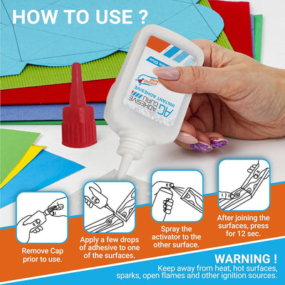 ADHESIVE GURU AG210 & APEL AC100 CA Glue with Activator 0.9 oz & 3.38 fl oz & BONDXTRA Med 2 oz (TRIO SET)