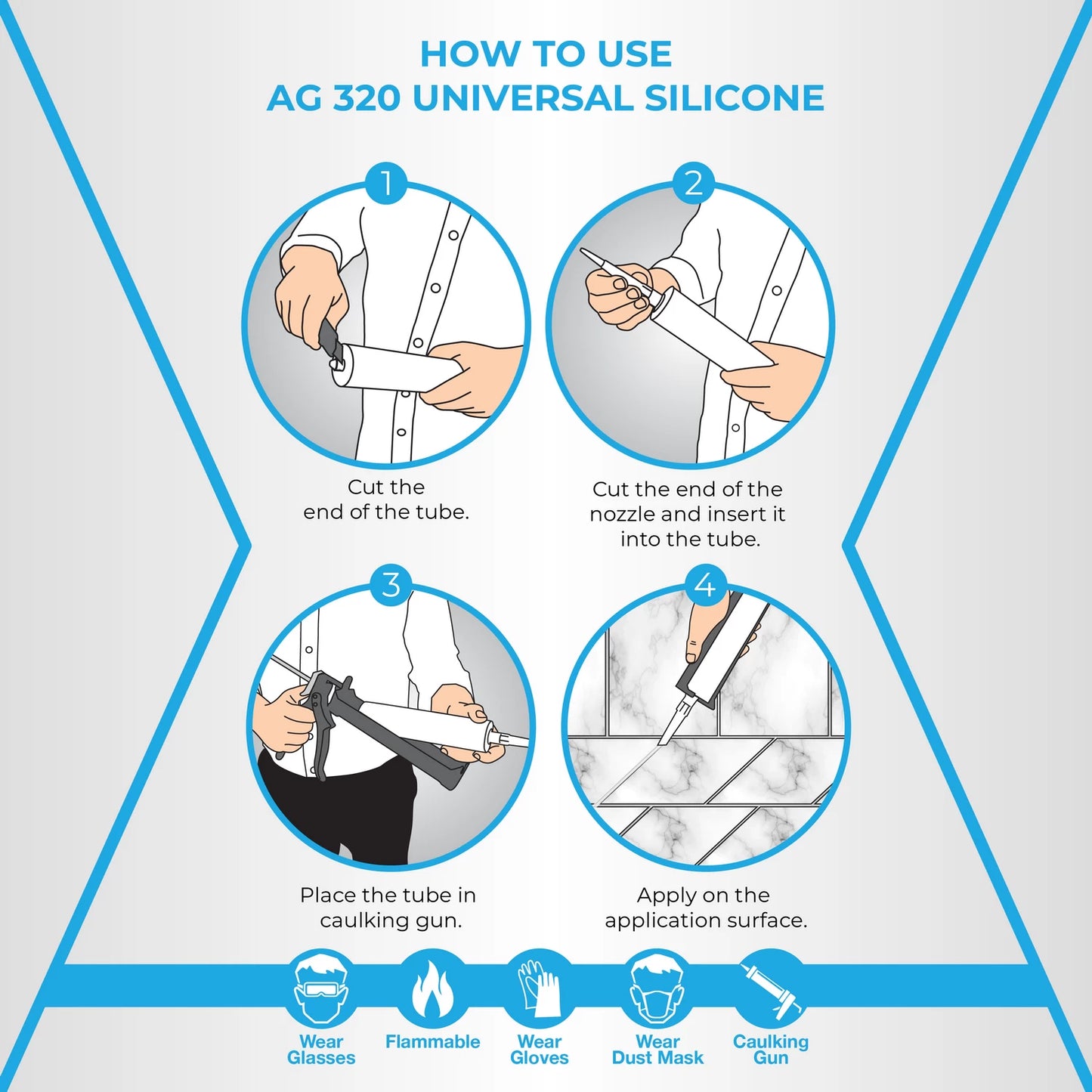 Universal Silicone Sealant - 100% - 10.15 fl oz - Transparent - ADHESIVE GURU AG320