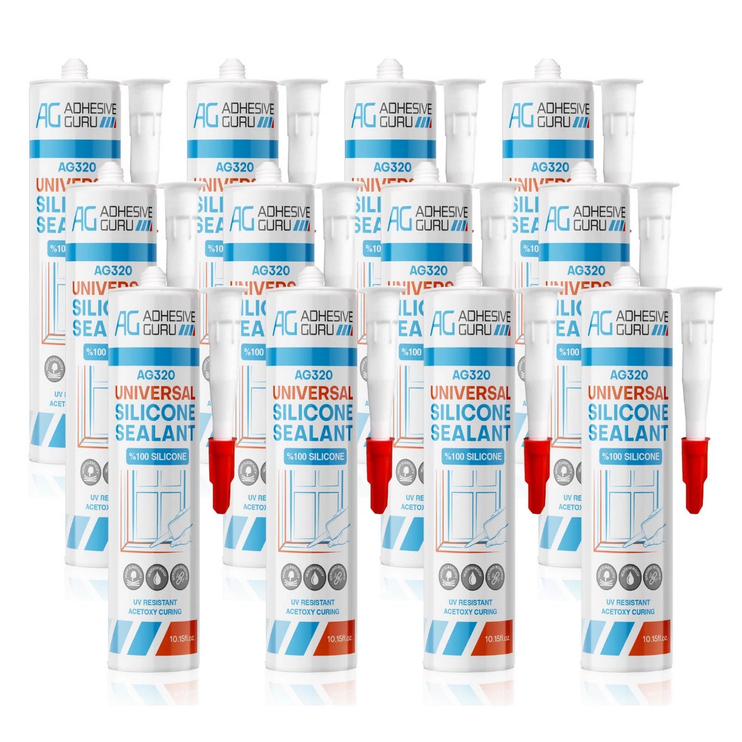 Universal Silicone Sealant - 100% - 10.15 fl oz - Transparent - ADHESIVE GURU AG320