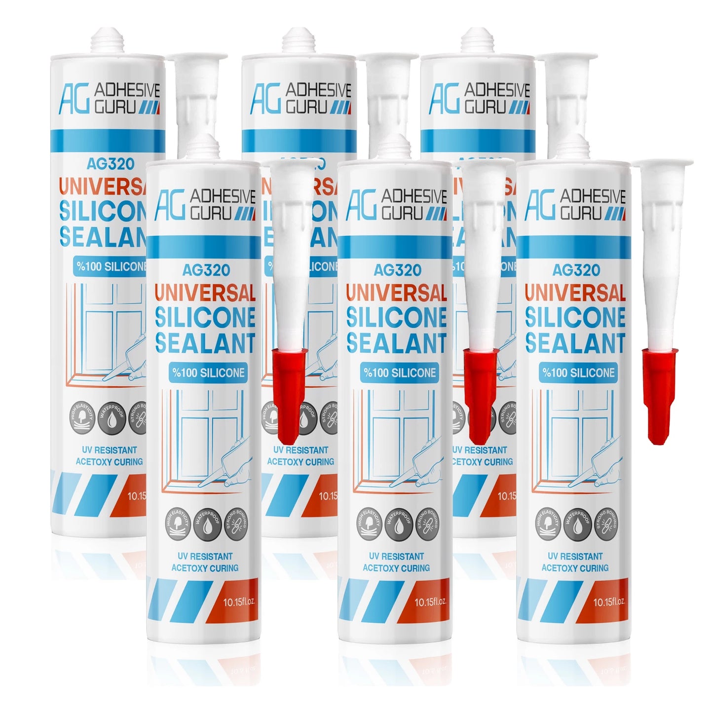 Universal Silicone Sealant - 100% - 10.15 fl oz - Transparent - ADHESIVE GURU AG320