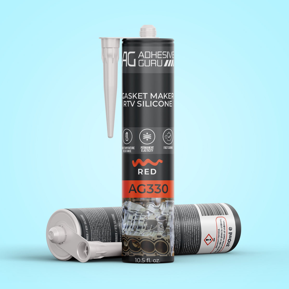 AG - Gasket Maker RTV Silicone - 10.5 fl oz - Red - AG330