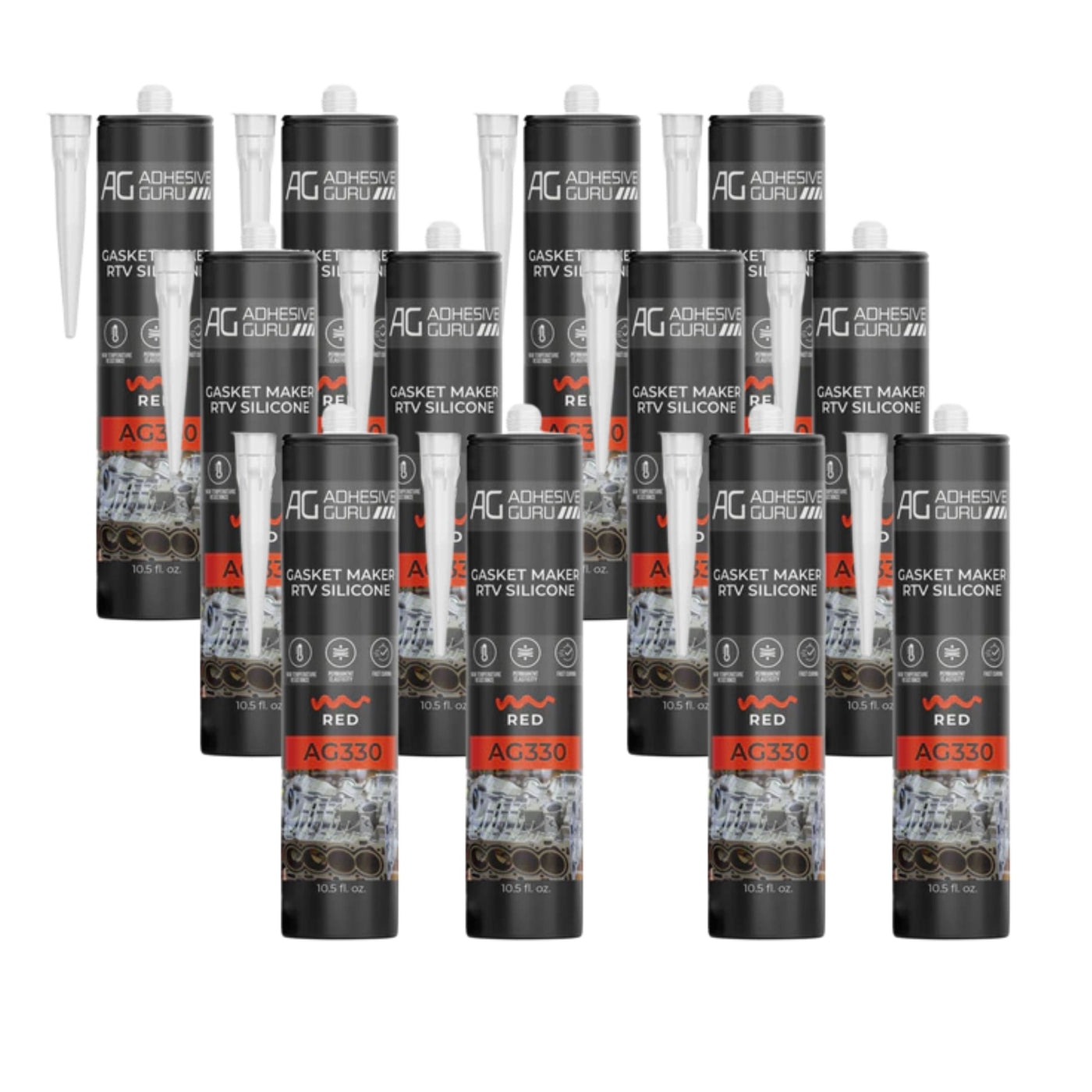 AG - Gasket Maker RTV Silicone - 10.5 fl oz - Red - AG330