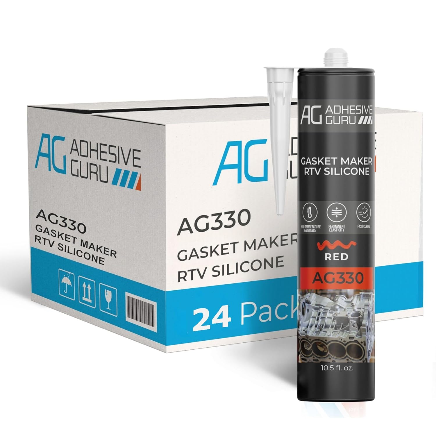 AG - Gasket Maker RTV Silicone - 10.5 fl oz - Red - AG330