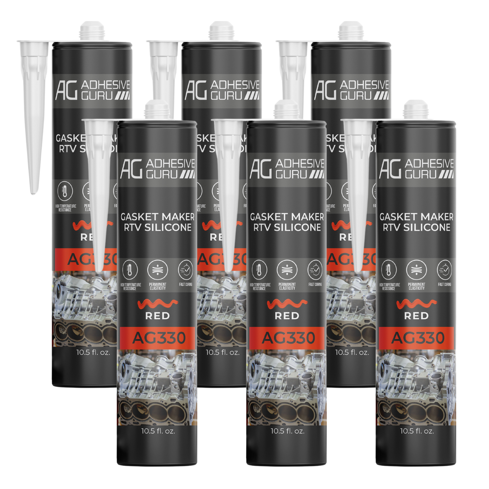 AG - Gasket Maker RTV Silicone - 10.5 fl oz - Red - AG330
