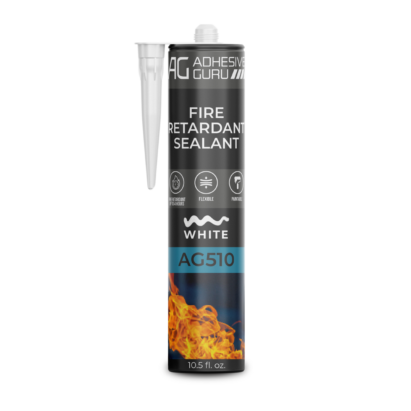 ADHESIVE GURU AG510 Fire Retardant Sealant 10.5 fl oz, White