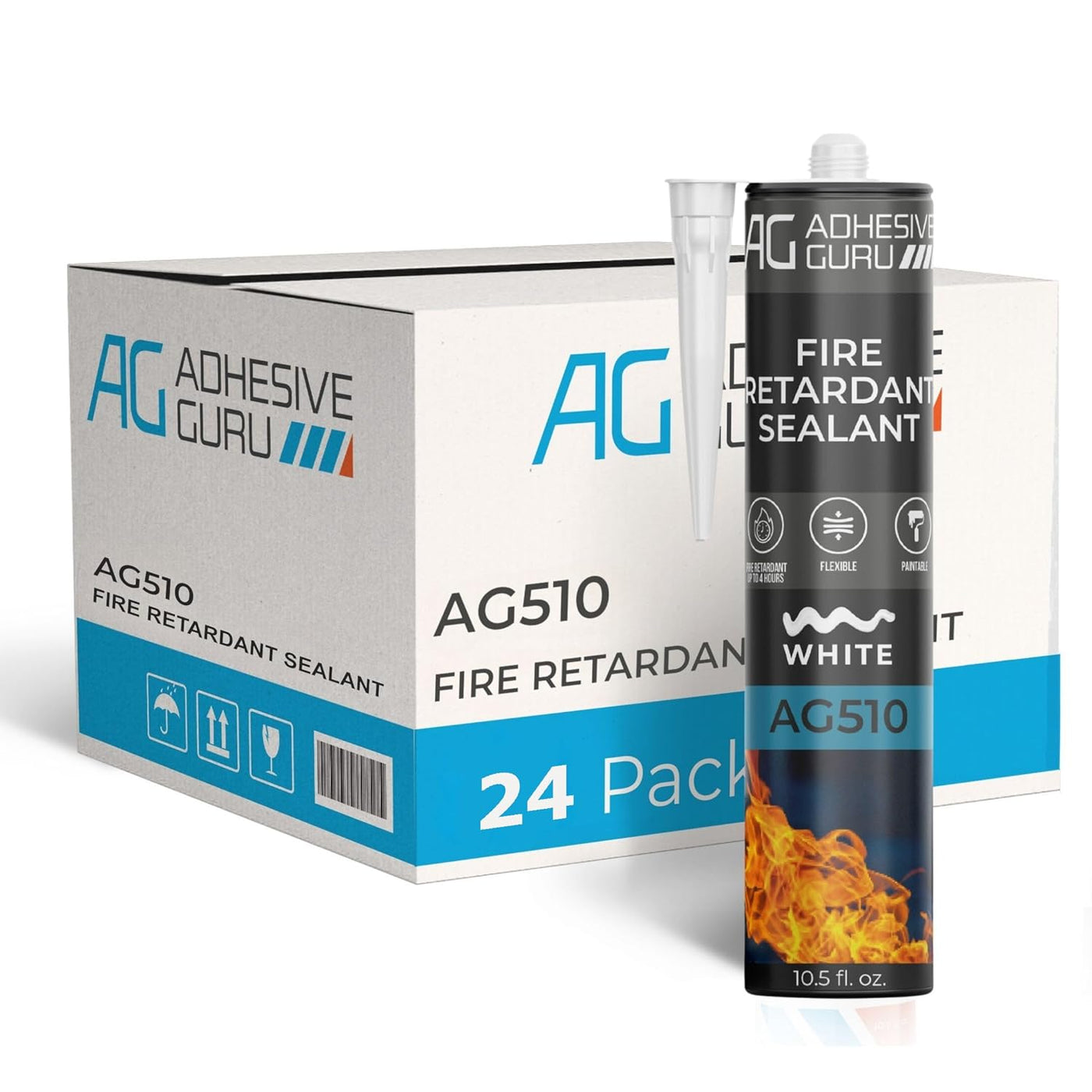 ADHESIVE GURU AG510 Fire Retardant Sealant 10.5 fl oz, White