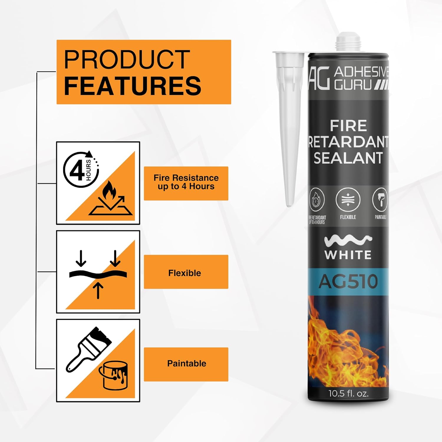 AG - Fire Retardant Sealant - 10.5 fl oz - White - AG510