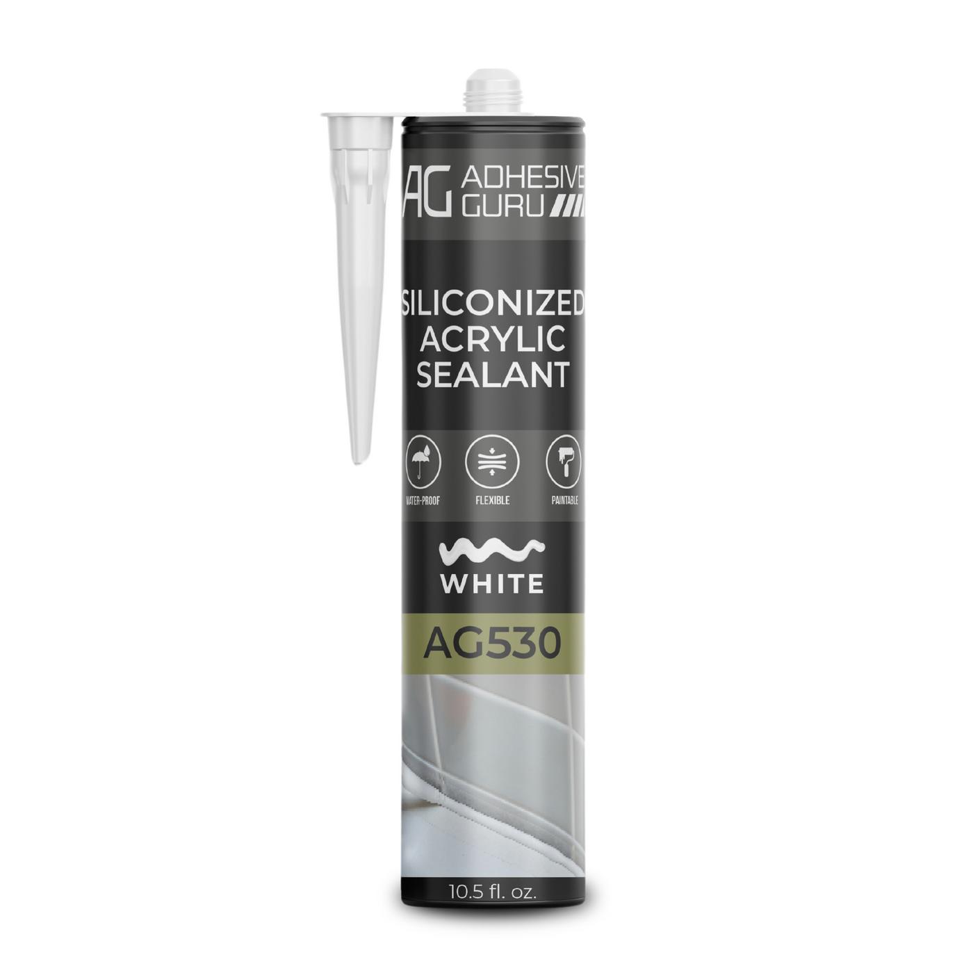 ADHESIVE GURU AG530 Siliconized Acrylic Sealant 10.5 fl oz, White