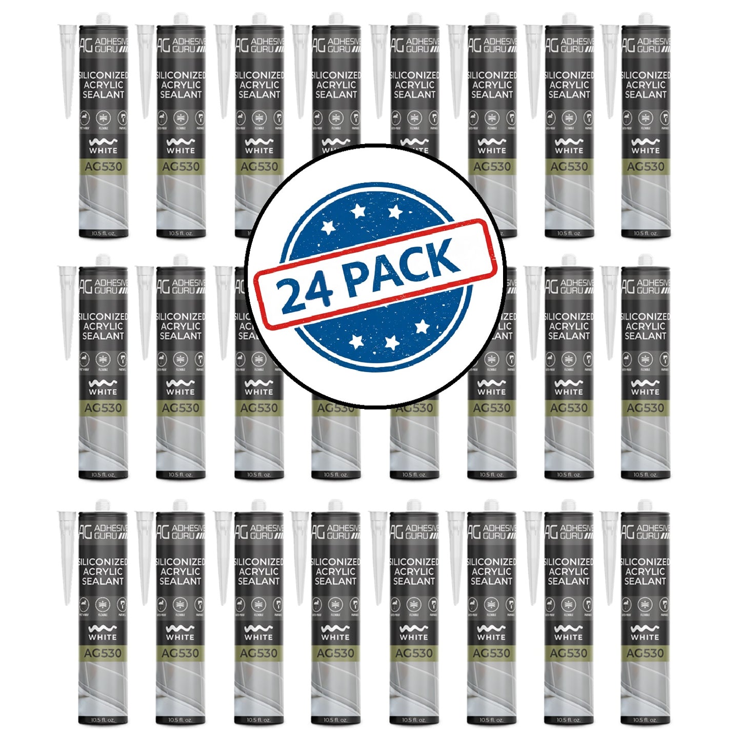 ADHESIVE GURU AG530 Siliconized Acrylic Sealant 10.5 fl oz, White