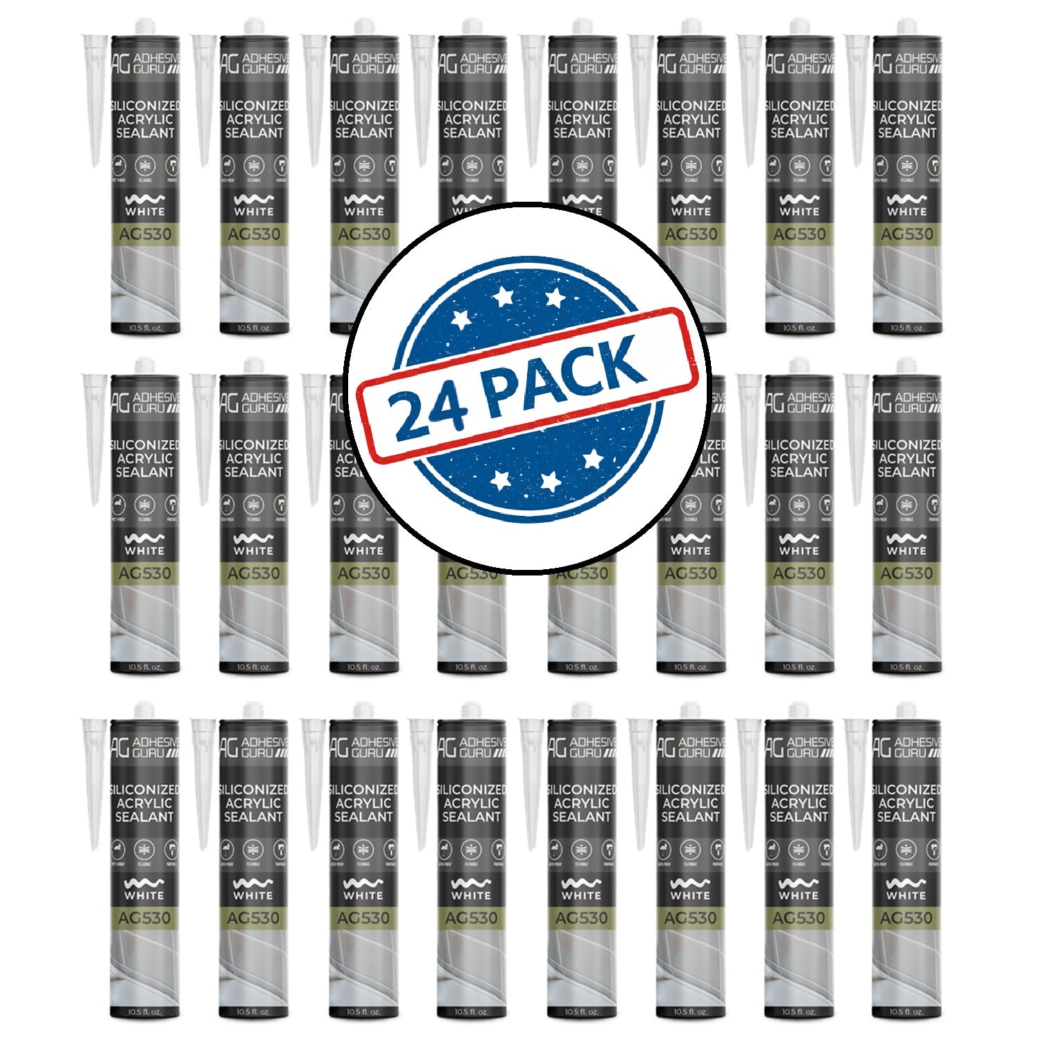 ADHESIVE GURU AG530 Siliconized Acrylic Sealant 10.5 fl oz, White