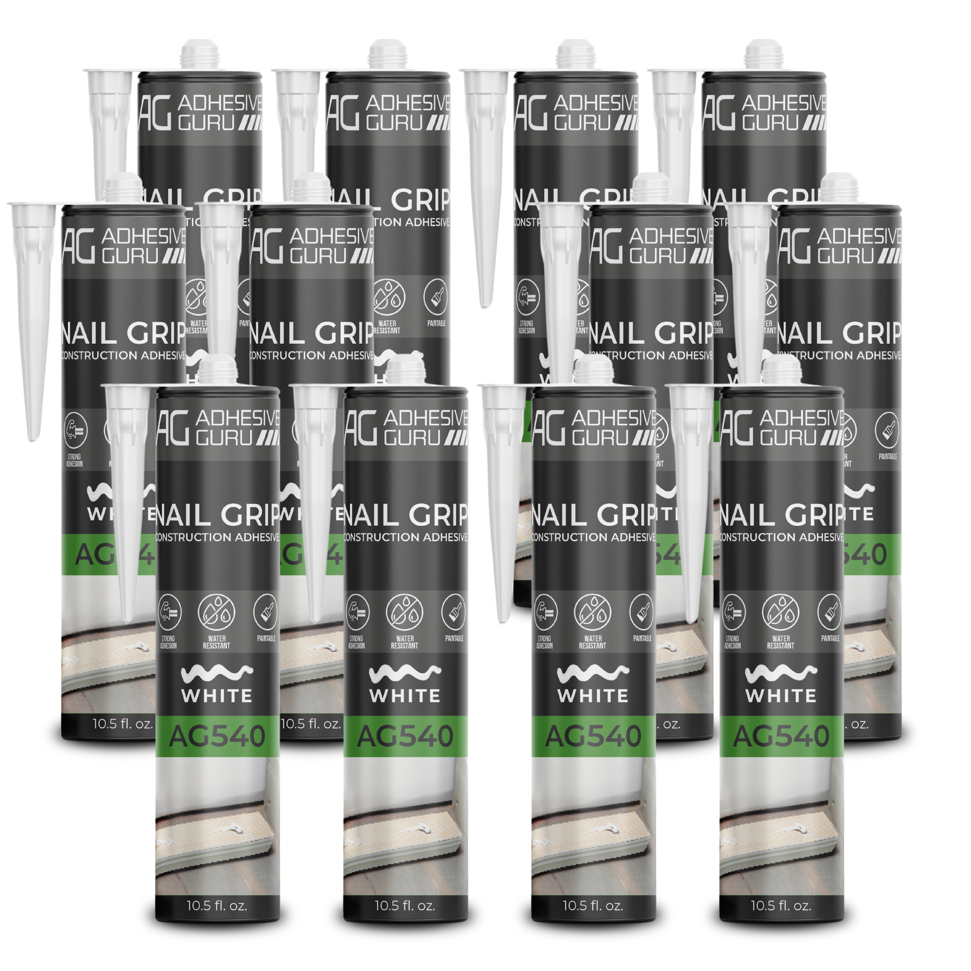 Nail Grip Construction Adhesive - 10.5 fl oz - White - ADHESIVE GURU - AG540